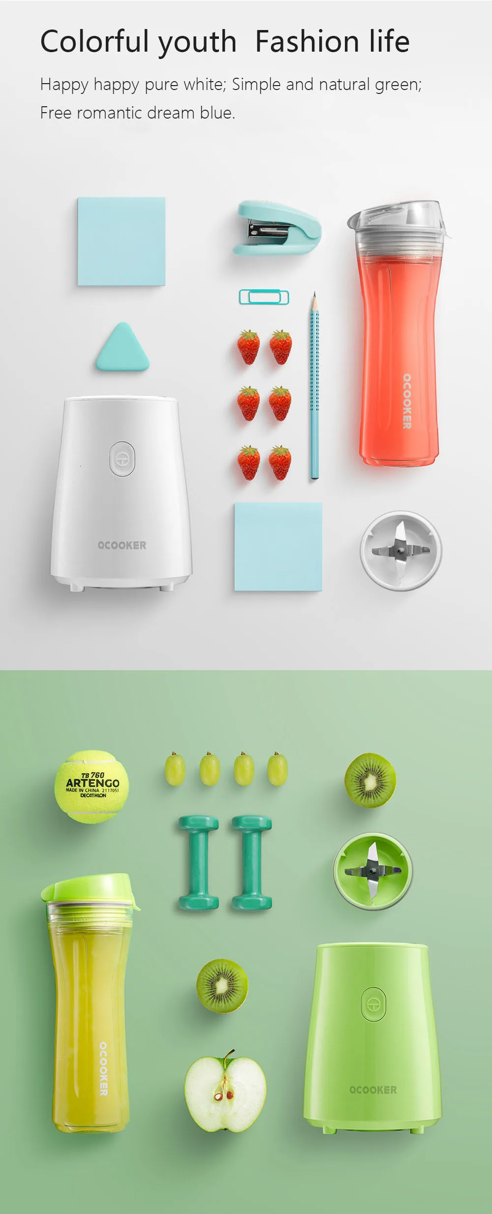 Xiaomi mijia Ocooker из нержавеющей стали, молодежная портативная соковыжималка, машина для приготовления фруктов и овощей, точечный переключатель, Пылезащитная