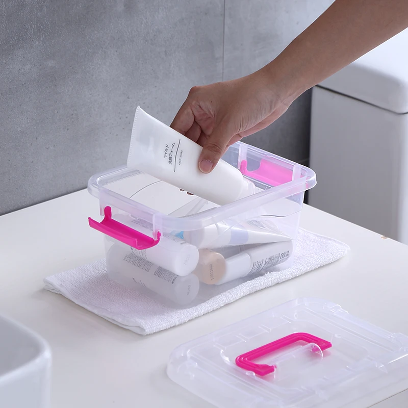 Прозрачная коробка для хранения маленькая пластиковая настольная покрытая