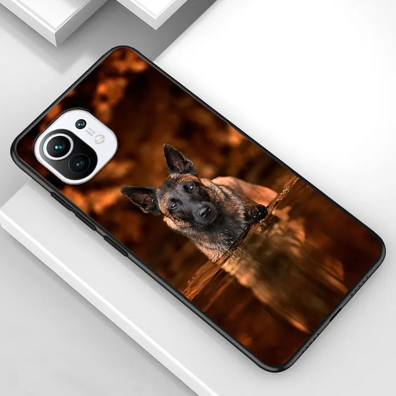 

German Shepherd Dog for Xiaomi Mi 11 10T Note 10 Ultra 5G 9 9T SE 8 A3 A2 A1 6X Pro Play F1 Lite 5G Black Phone Case