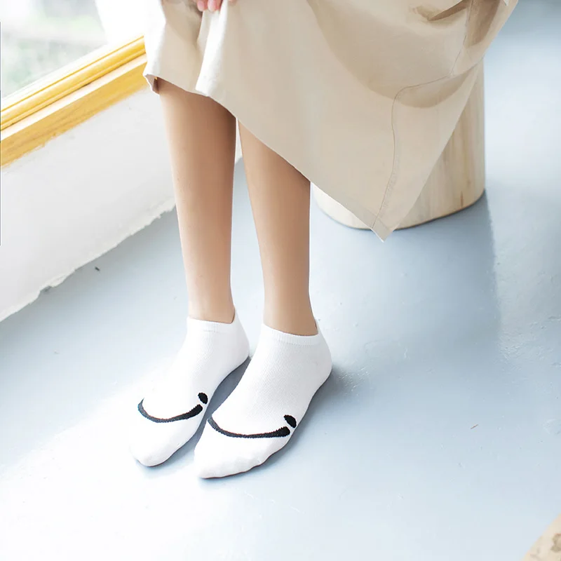 5 Pairs Spring and Summer Women Sock Big Smile Boat Socks Sports Low-rise Non-slip Cotton Pumps Cute female socks | Женская одежда