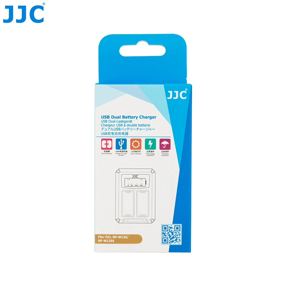 JJC USB Dual Батарея Зарядное устройство для цифровой фотокамеры Fuji Fujifilm NP-W126 NP-W126S XT3 X100F X-Pro2 X-Pro1 XT2 XT1 XT30 XT20 XT10 заменяет BC-W126