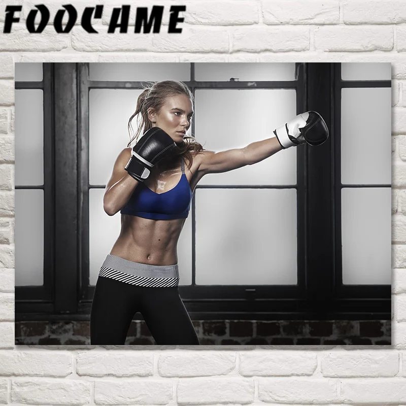 Постеры и принты для спортивных залов Женский фитнес бокс кикбоксинг