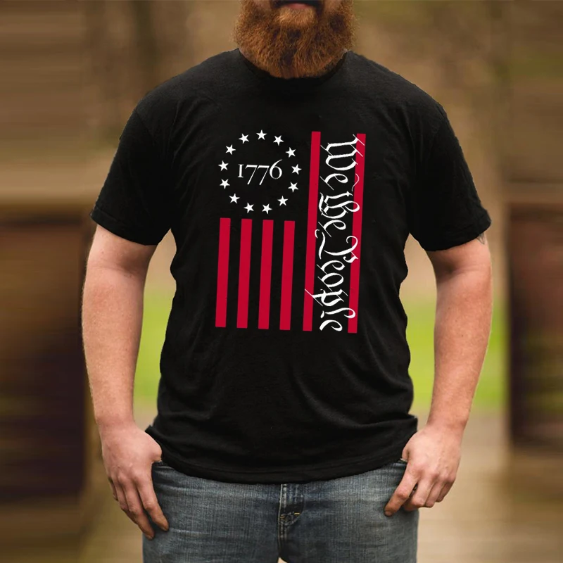 

We The People Shirt Streetwear Men 2021 American Flag Tshirt New Arrival 2021 Patriotic Tee USA Men Clothing Print XL