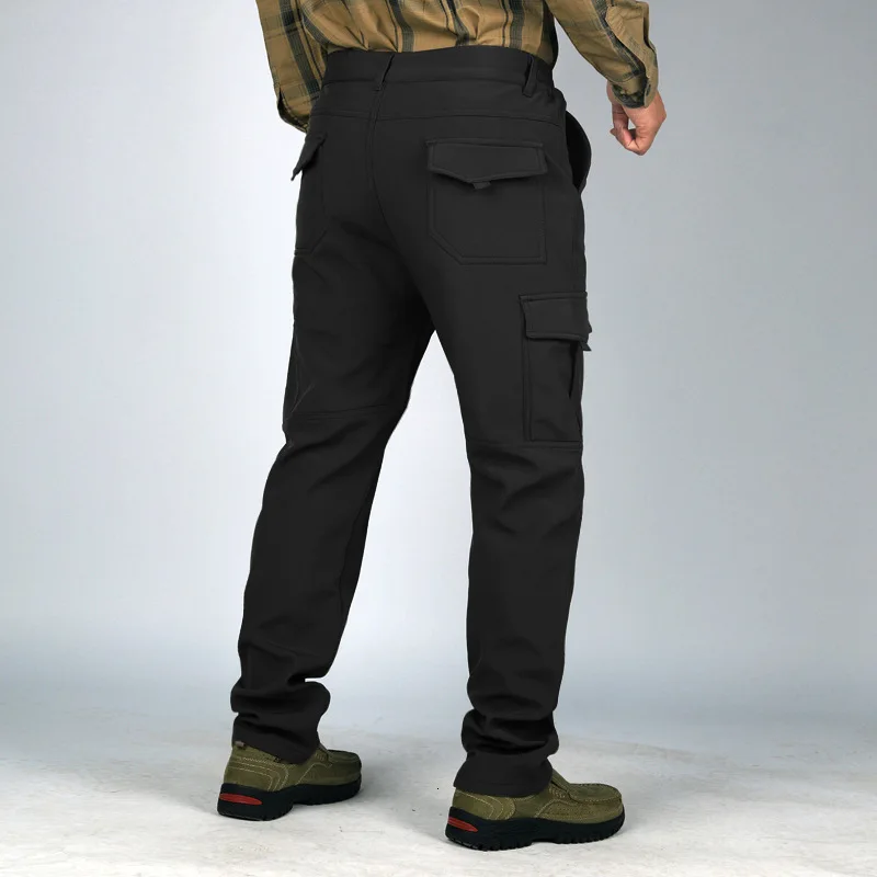 Уличные походные брюки мужские Мульти-карманы мягкая оболочка плюс бархатные