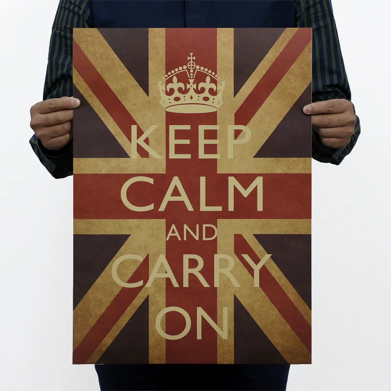 

Keep Calm and Carry on Kraft Paper Poster of Motivational Quotes Slogans Wall Sticker for Bar Home Personalized Decor 51x35.5cm