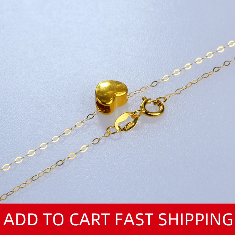 Цепочка женская из чистого золота 24 К с кулоном в виде сердца X506 | Украшения и