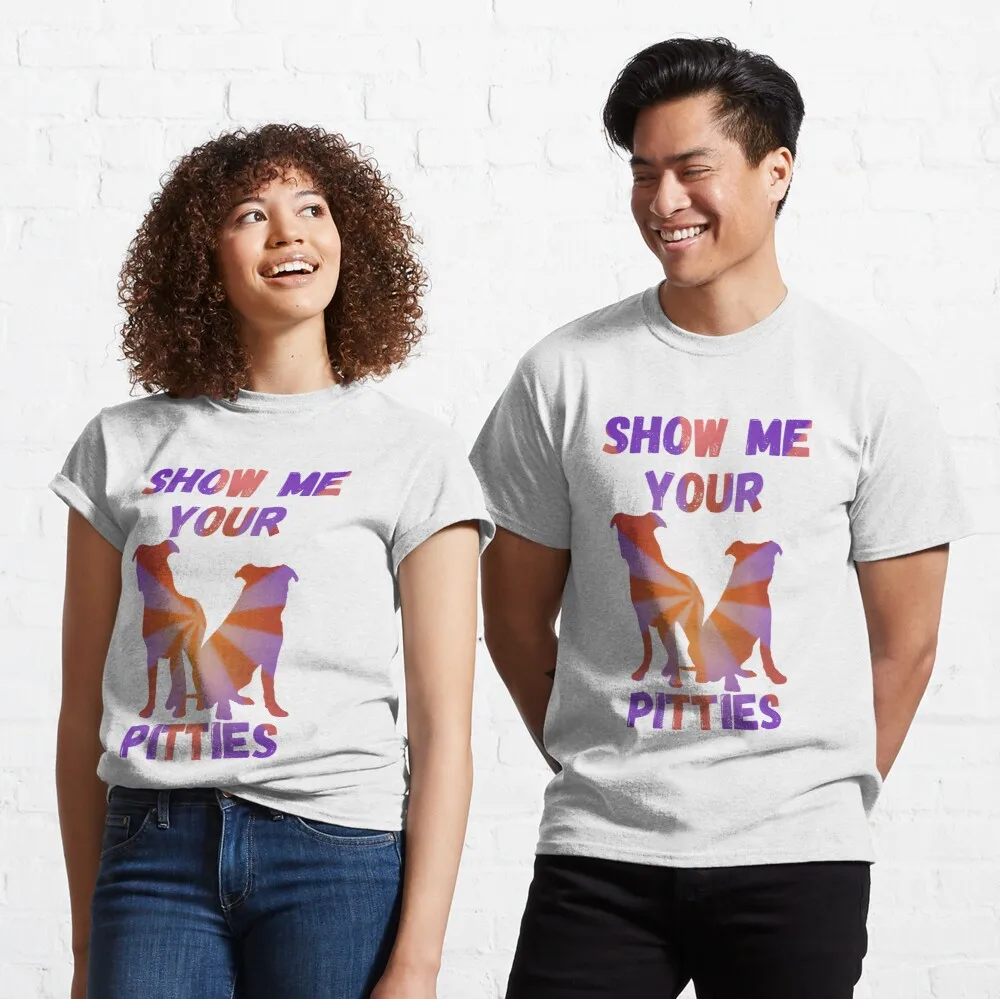 

Женская Классическая футболка с принтом «Show me your pitties»