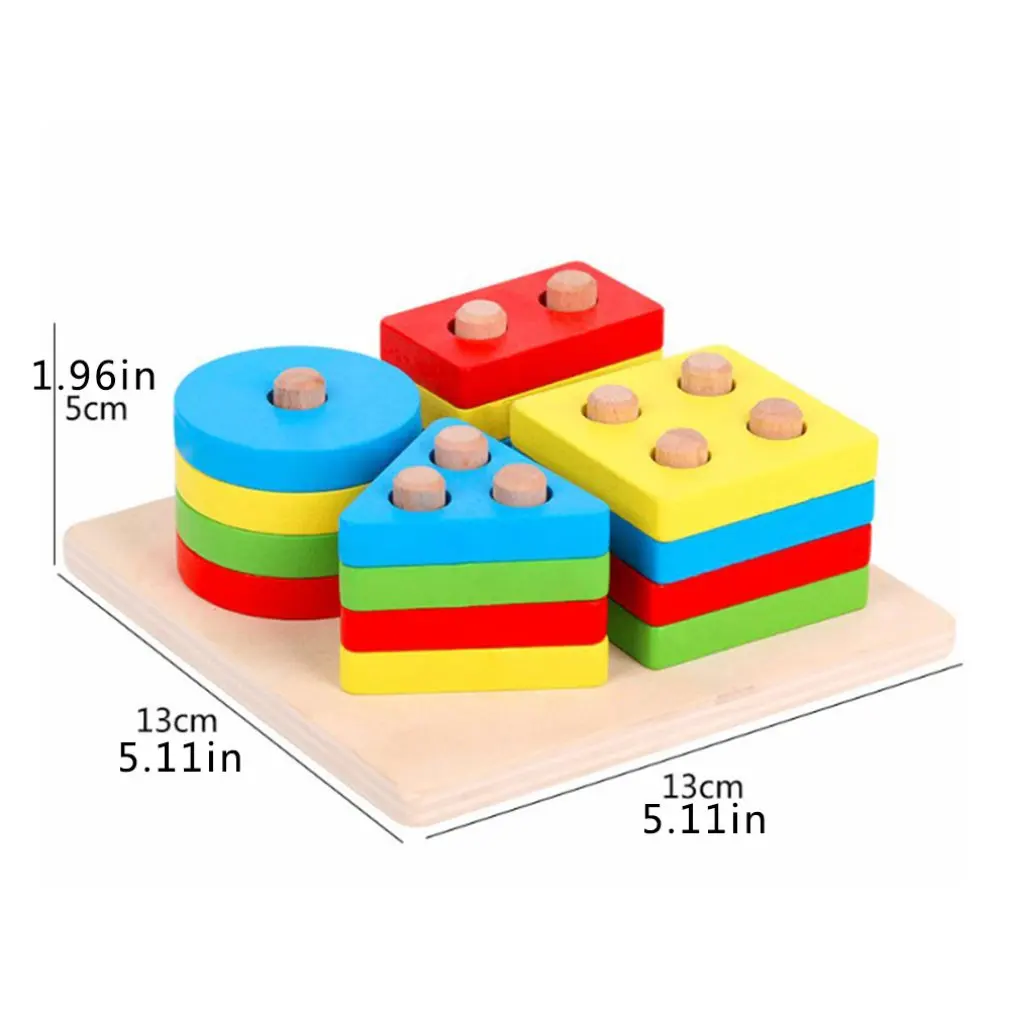 

Toys Educational Colorful Wooden Geometric Sorting Board Montessori Kids Educational Toys Stack Building Puzzle Child Gift