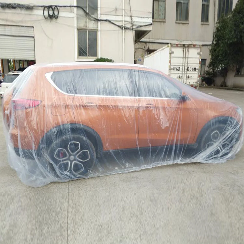 

Clear Car Cover Plastic Seamless Waterproof Dustproof Disposable Universal