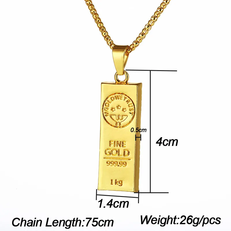 

Hip Hop Gold Bar Pendant Necklace