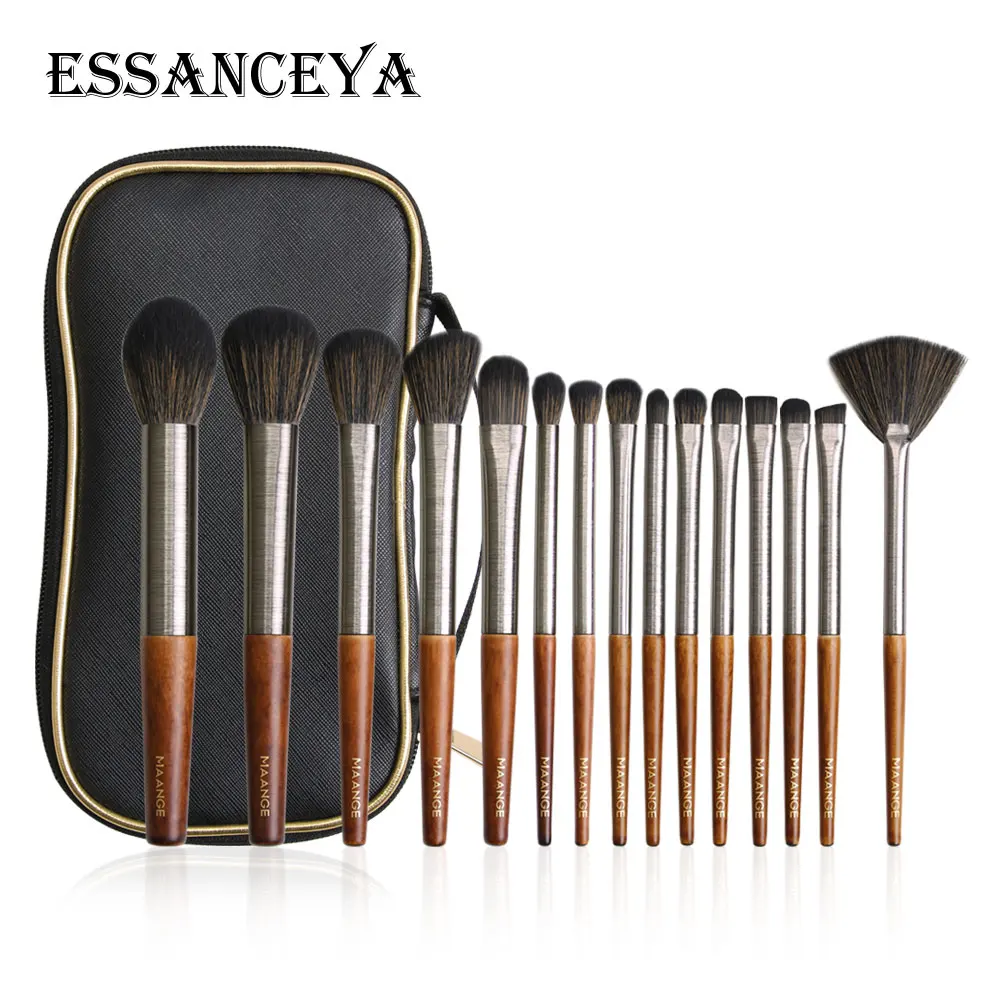 ESSANCEYA, 11-30 шт., Профессиональные кисти для макияжа, набор теней для век, подводка для глаз, пудра, Тональная основа, румяна, Кисть для макияжа, инструменты, косметичка - Handle Color: 15 pcs with bag