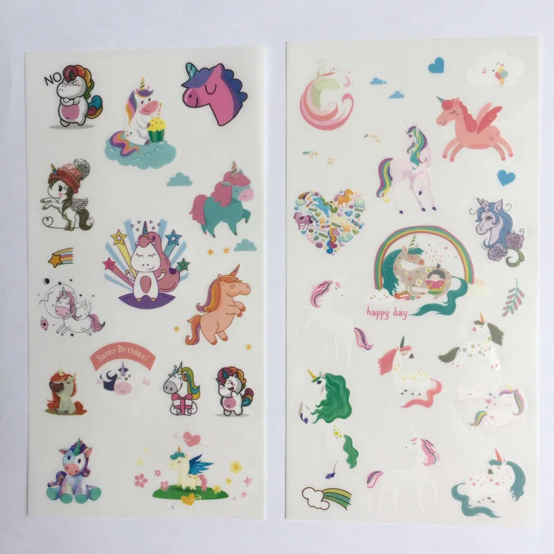 6 шт./компл. декоративные наклейки ручной работы из ПВХ с милым единорогом