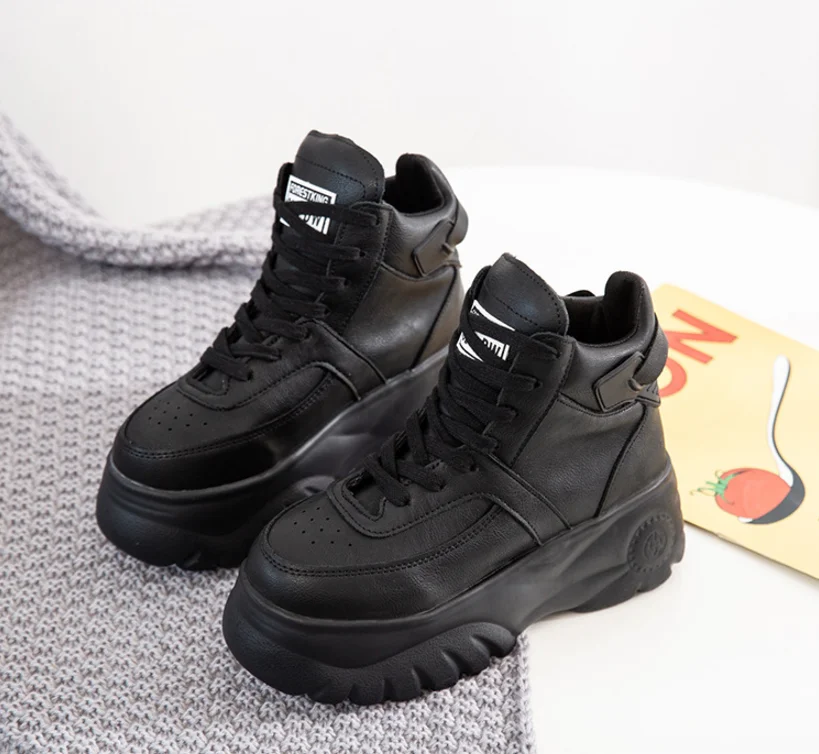 Новинка года; обувь на не сужающемся книзу высоком массивном каблуке; женские кроссовки; сезон весна; женская прогулочная обувь; кроссовки на высокой платформе; zapatos de mujer; M4-44