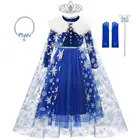 Детское зимнее платье принцессы Эльзы, с искусственным воротником и жемчугом
