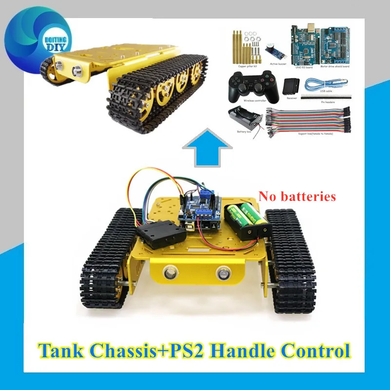 PS2 контроллер ручки умный робот танк шасси с Arduino плата + драйвера двигателя для DIY