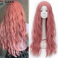 gaka long curly synthetic wigs heat friendly womens pink blonde purple cosplay wig 27 colors natural hair daily party use
