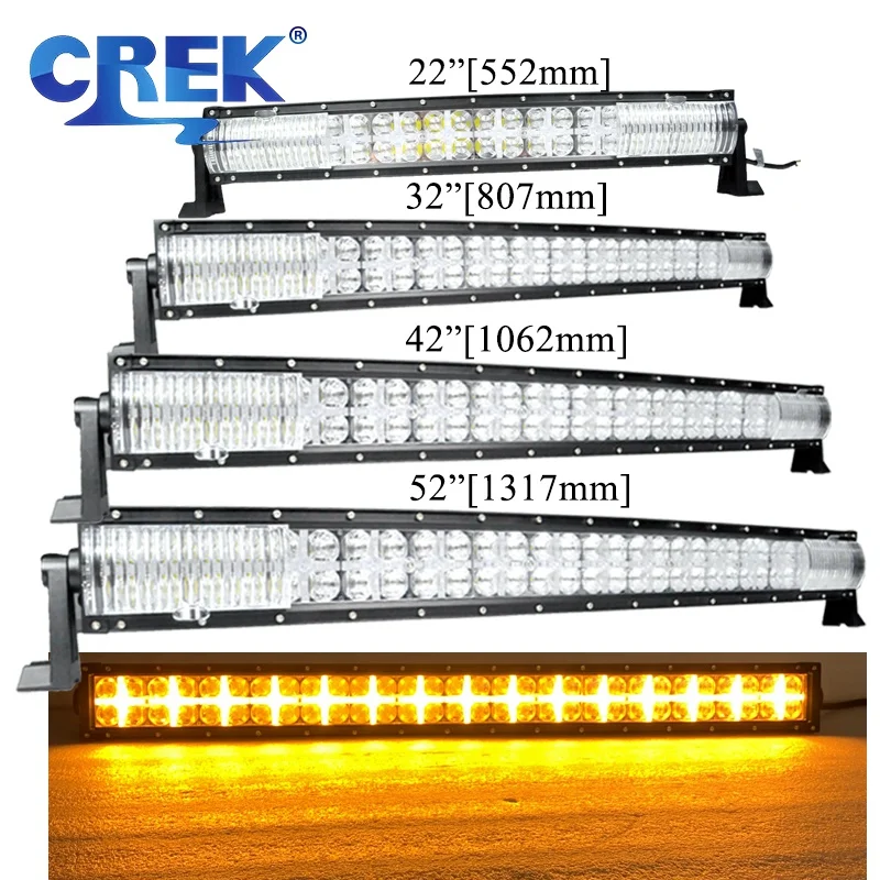 CREK 22 32 42 52 дюймов изогнутый СВЕТОДИОДНЫЙ рабочий светильник Bar внедорожные