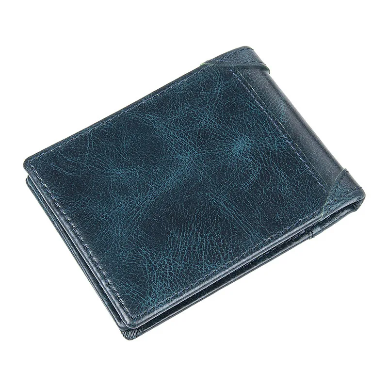 

2021 Genuine Cow Leather Vintage Business Men 2 License Positions 2 Card Slots Short Wallet