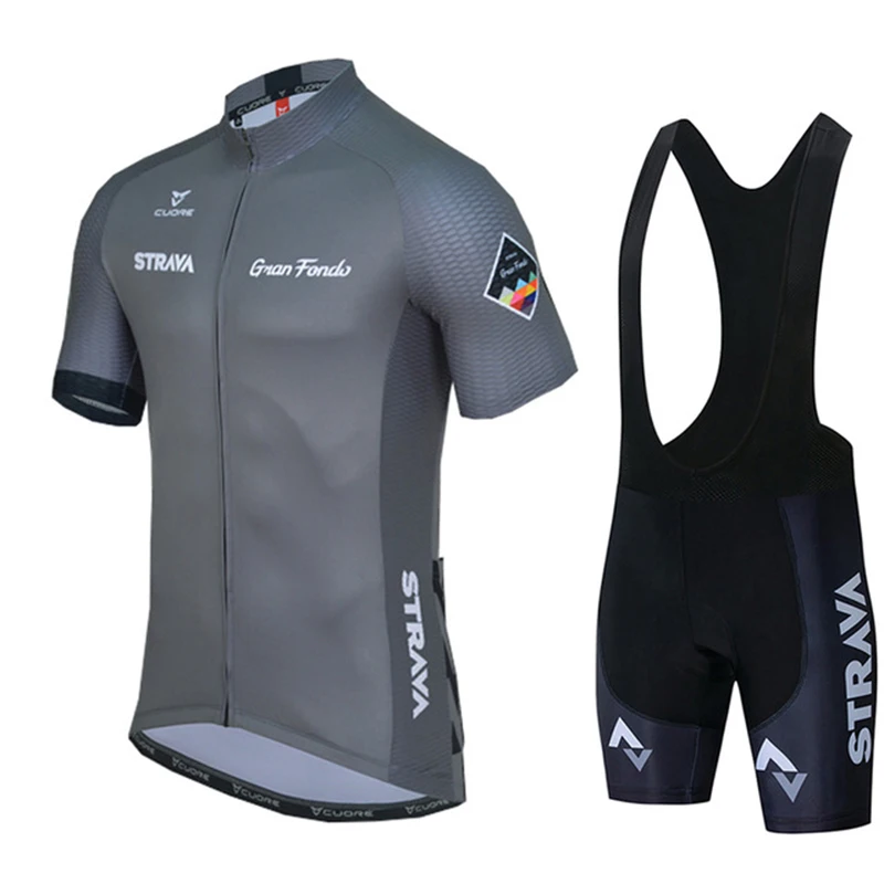 

STRAVA Pro Team Cycling Jersey Sets Mens Bicycle Clothing Skinsuit Bib Shorts Sleeve Summer Breathable Bike Outfit MTB Sportwear