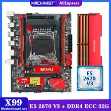 MACHINIST X99 Kit Motherboard LGA 2011-3 Set With Xeon E5 2670 V3 Processor DDR4 ECC 32GB(4*8GB) Four-Channel RAM Memory X99-RS9