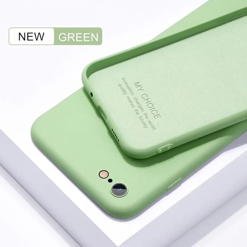 Green Тонкий мягкий чехол для iPhone 7 8 6 6s Plus 5S 4 жидкий силиконовый чехол карамельный цвет Coque Capa для iPhone X Xs 11 Pro Max XR - Цвет: Green