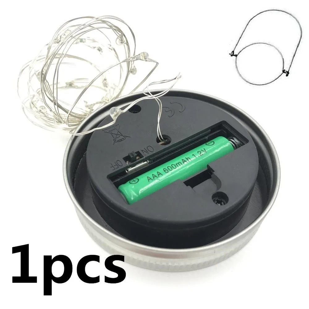 

20LEDs Solar Waterproof String Light Mason Jar Lid Copper Wire Garland Fairy Lamp for Christmas Festival Wedding Decoration