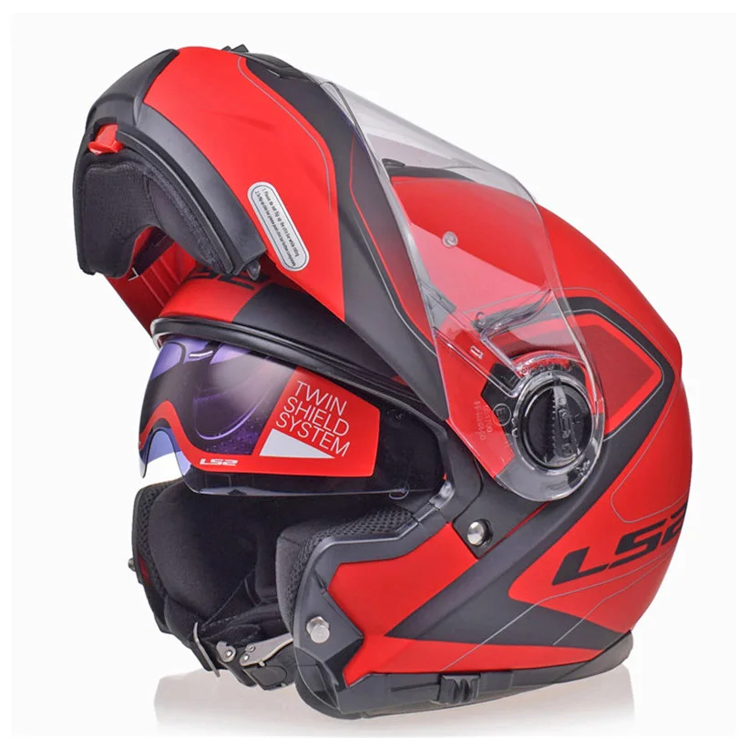 LS2 FF325 стробоскоп флип мотоциклетный шлем дорожный модульный CIVIK зоны шлемы Capacete Cascos Moto Casques - Цвет: Civik Matt RD-BK