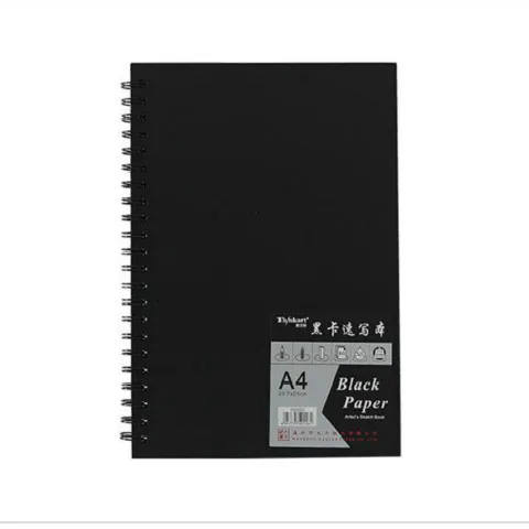 

Black Card Book A4 120 Pages Black Card Paper Inner Page Coil Book Graffiti A3 Photo Album DIY Black Sketchbook Notebook