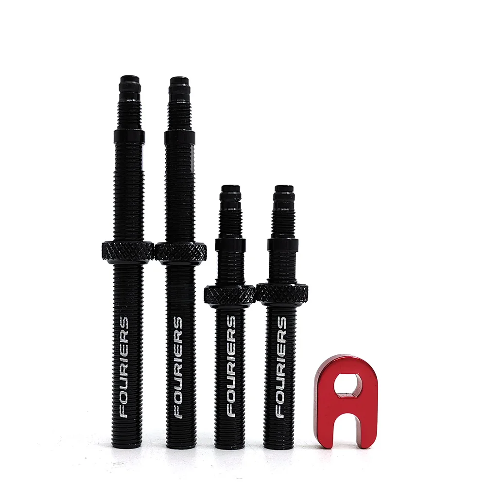 

Fouriers CNC Alloy Tubeless Presta Valve Extension Extender with nut 40mm 60mm Removable Valves VL-PE008