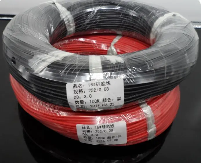 

2meter Red+2meter Black Silicon Wire 10AWG 12AWG 14AWG 16AWG 18AWG 22AWG 24AWG Heatproof Soft Silicone Silica Gel Wire Cable