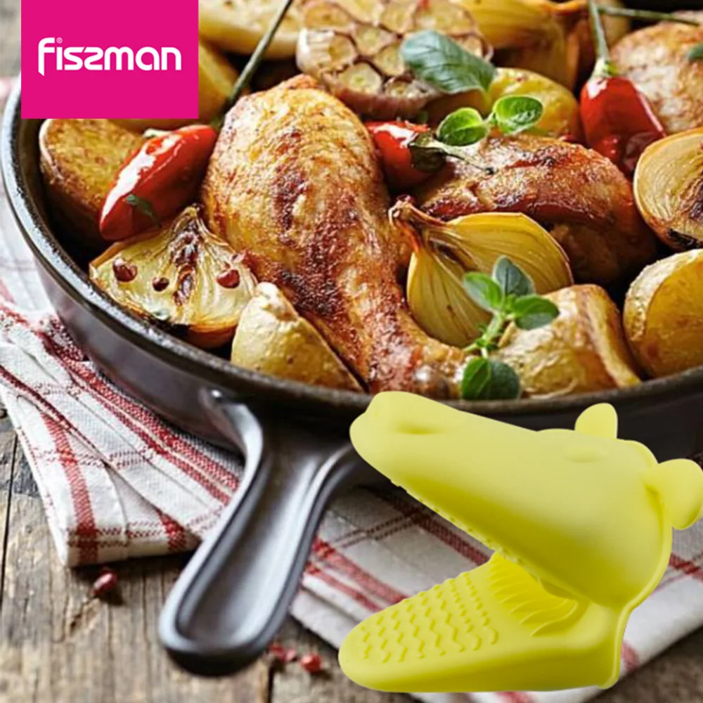 Силиконовые термозащитные перчатки Fissman термоизолированные кухонные для