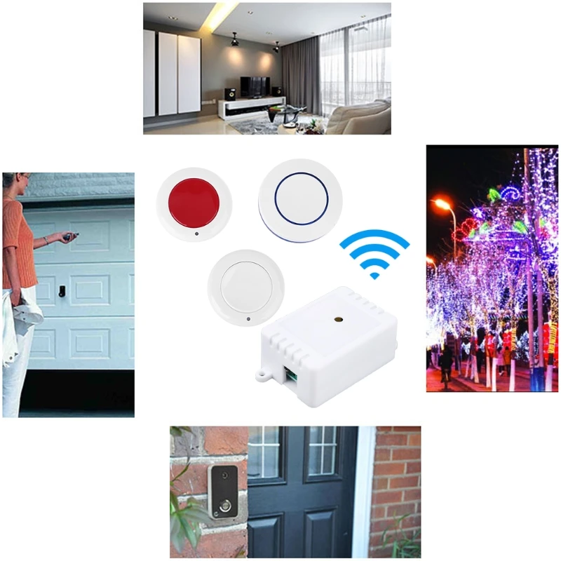 

AK-AC220-1X-MZ 220V lamp power switch Wireless Receiver Controller with Circular panel universal power switch