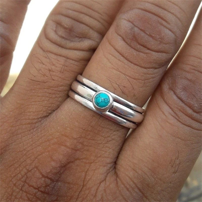 

Ins Simple Style Creative Turquoise Ring Trend Personality Fashion Women's Ring Ladies Jewelry Party Accessories Best Gifts