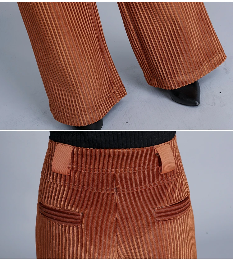 

Elegant and comfortable corduroy wide leg pants women loose casual pant high waist autumn and winter retro new corduroy trousers