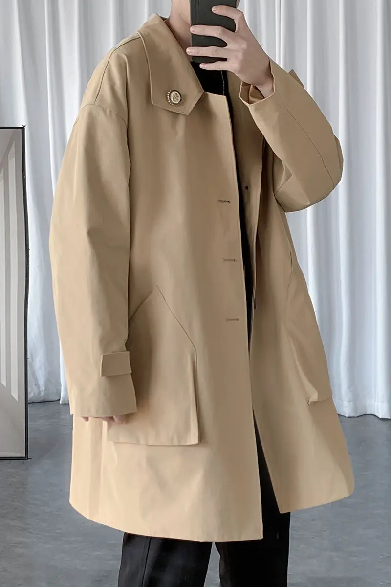 

2020 Autumn And Winter New Youth Popular Korean Version Of Pure Color Wild Loose Windbreaker Fashion Casual Mid-length Top