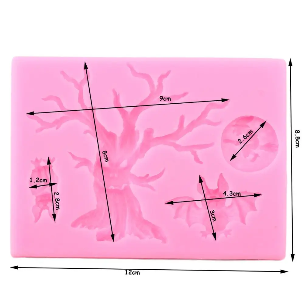 Силиконовая форма с каймой в виде дерева на Хэллоуин летучие мыши кекс Топпер