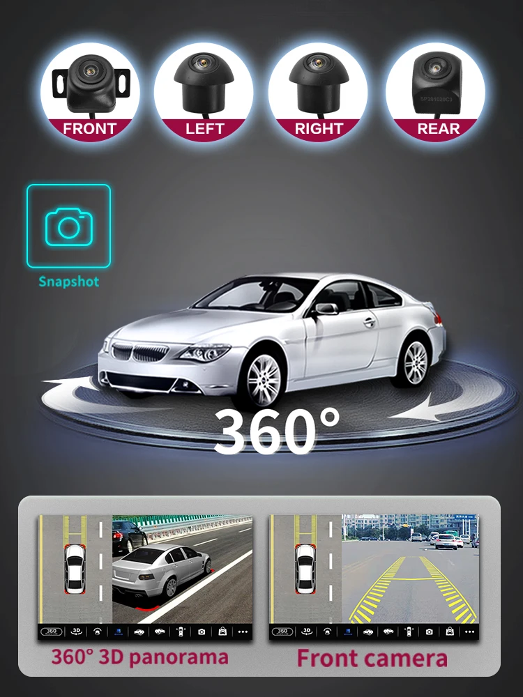 360° Panoramic Camera 720P HD Rear / Front Left Right 360 Accessories for Car android Radio | Автомобили и мотоциклы