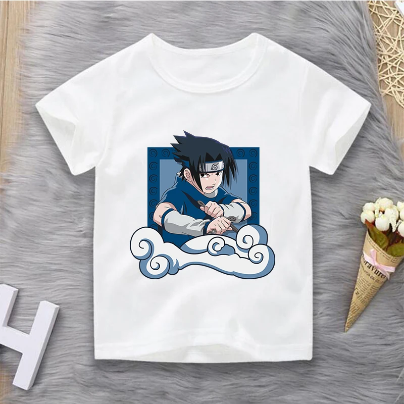 

Naruto Uchiha Sasuke Boys T-shirt Cartoon Painted Short Sleeve T Shirt O-neck Anime Unisex Harajuku Children Casual Clothes Tops