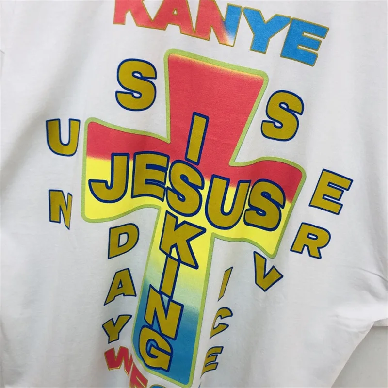 

Summer Style Jesus Is King T shirt Men Women Kanye West Sunday Service Cross Printed Top Tees Men Women T Shirt