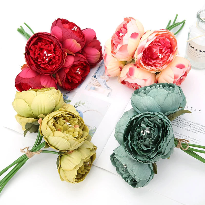 5/10 шт./лот искусственные пионы букет шелковый искусственный цветок для