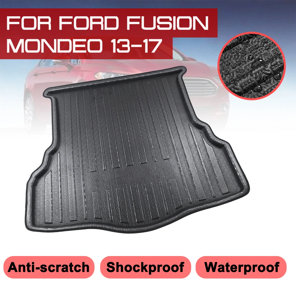 

Автомобильный задний багажник коврик для ботинок для Ford Fusion Mondeo 2013 2014 2015 2016 2017 водонепроницаемые коврики ковёр анти грязевой поднос грузово...
