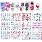 Наклейки для ногтей 12 дизайнов, русский стиль, женский дизайн, Переводные картинки для ногтей на День святого Валентина, татуировки для маникюра, BN1489