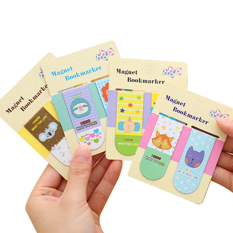 2 шт./компл. милые животные магнитные закладки книги маркер страницы школьные