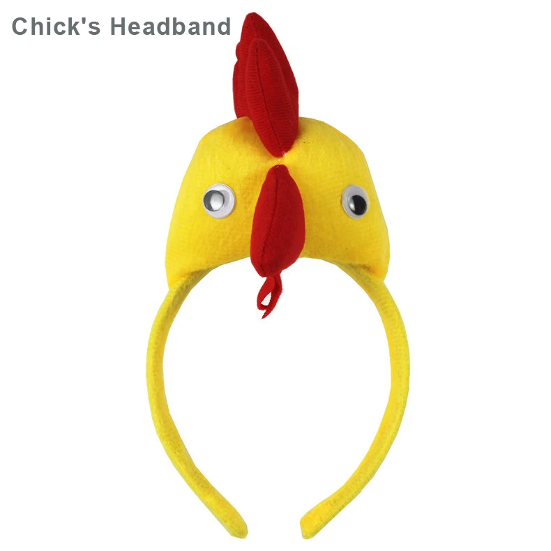 chick Headband Милое животное ухо оголовье плюшевые стерео обезьяна лиса Тигр повязка для волос для детей взрослых Косплей головные Уборы Хэллоуин Рождественская вечеринка - Цвет: chick Headband