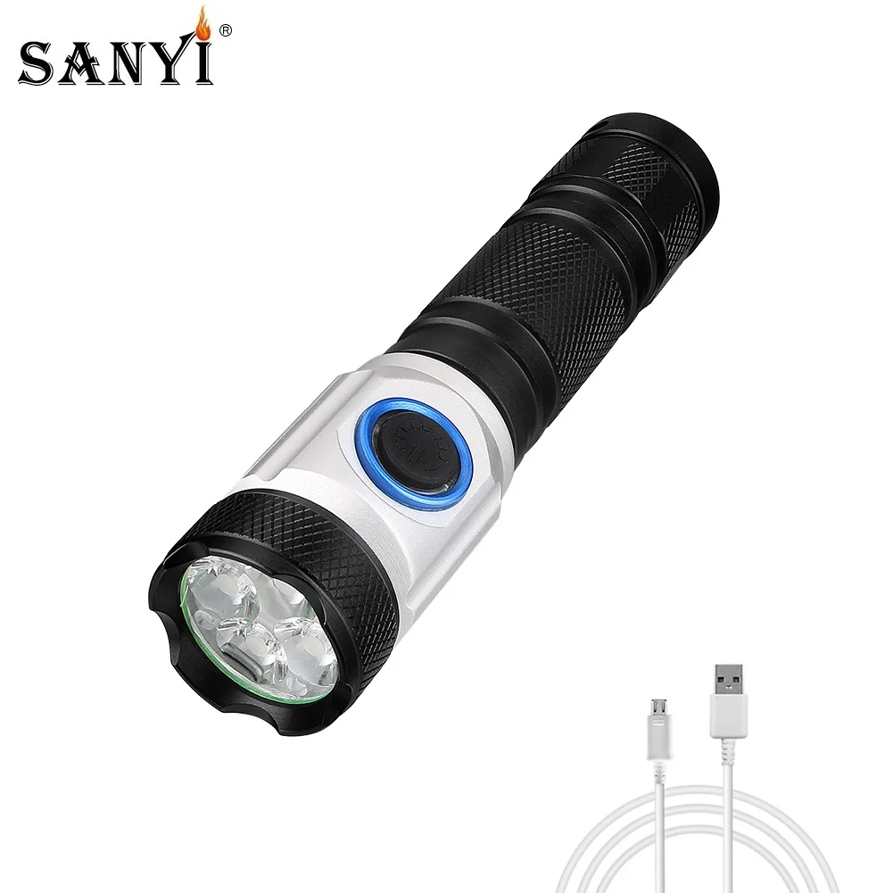 USB Перезаряжаемый фонарик 5 режимов 4 * P50 светодиодный тактический фонарь