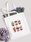 Милая модная сумка через плечо с принтом питьевого сока кофе в стиле Харадзюку, Женская Повседневная Сумка-тоут, забавная летняя сумка для покупок, сумка для хранения, сумка для покупок