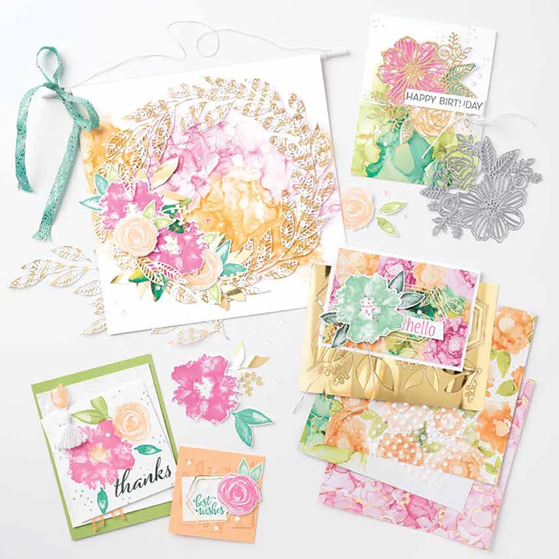 

JC Metal Cutting Dies and Clear Stamps Hello Thanks Flowers Letters Scrapbooking Craft Stencil DIY Album Sheet Mold Mould Decor