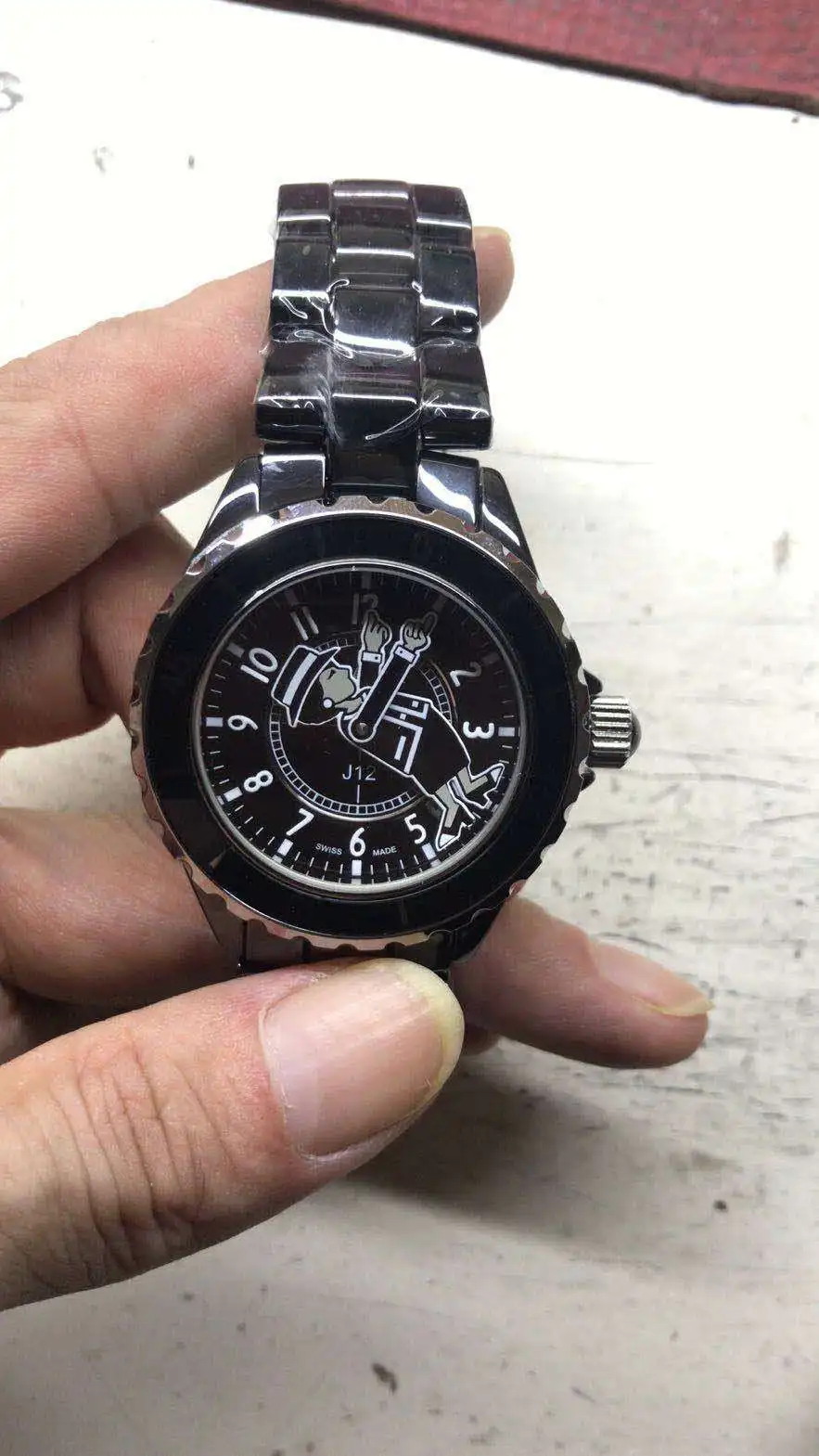 

New Men Women Classic Japan Quartz Black White Ceramic Date Number Round Watch BAUGETTES BEZEL Lady Watches 33mm 38mm