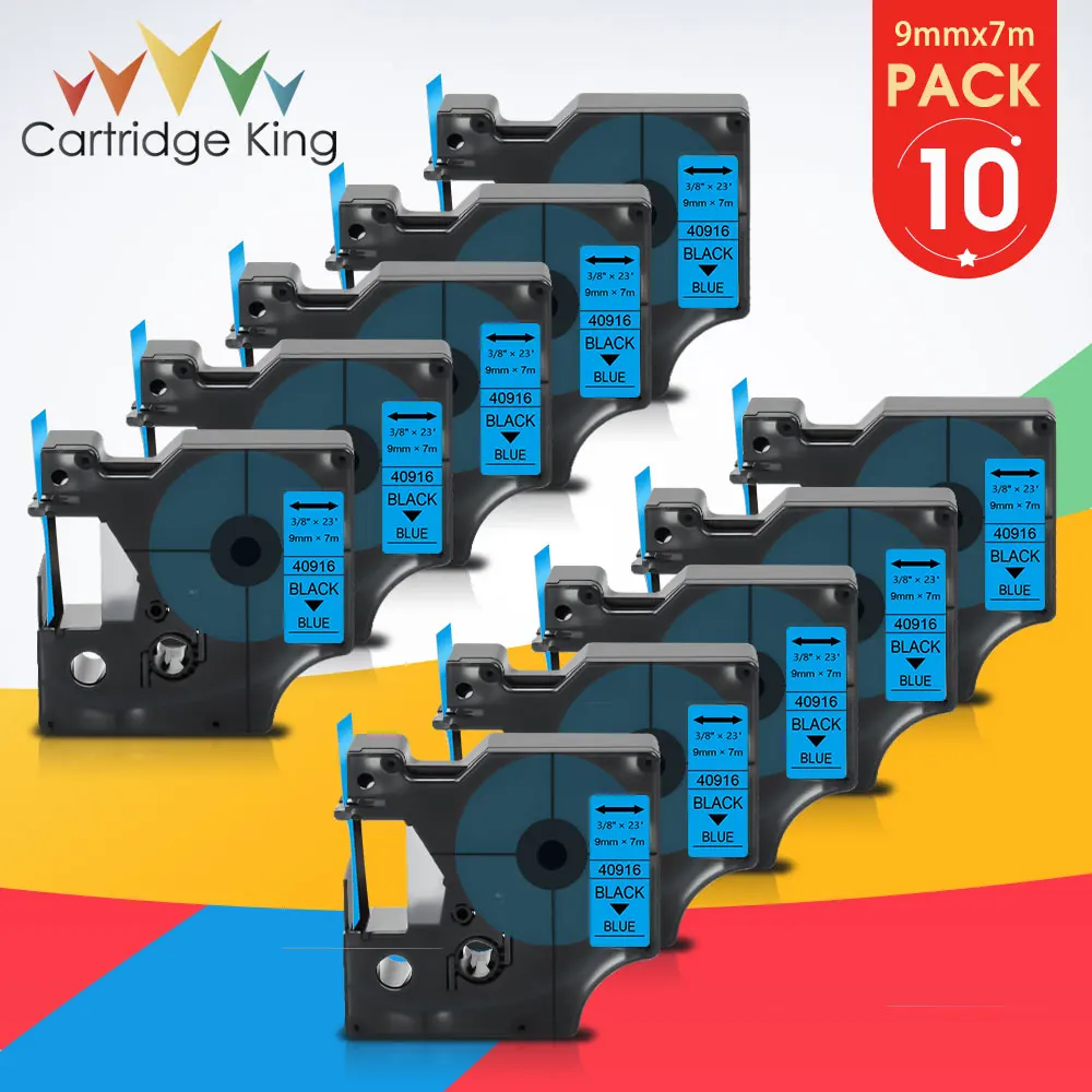 10PK 40916 9 мм лента для маркировки DYMO D1 черный на голубом этикетировщик работу Dymo