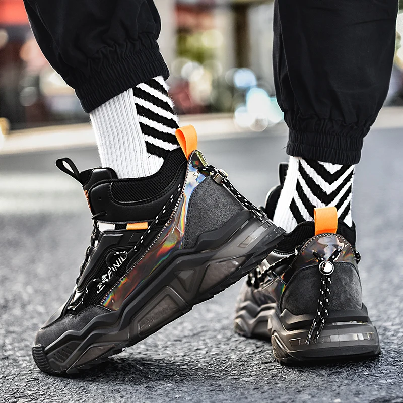 

New Men Sneakers High Quality Tpu Popcorn Bottom Male Casual British Trend Shoes Men Outdoor Walking Thick Sole Chaussure Homme